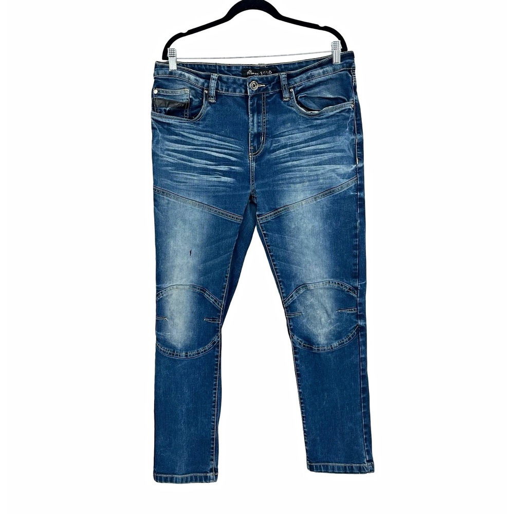 Marc Ecko Cut & Sew Men's Jeans 36x32 Moto Biker Distressed Y2K Stretch Denim